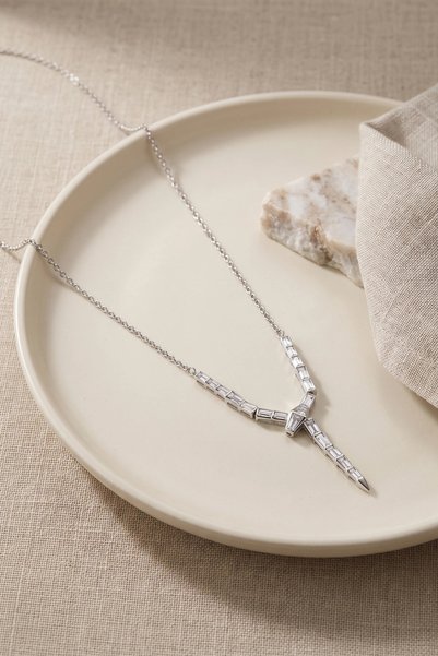 Lovesta Home Brass Silver Color Zircon Stone Snake Model Women's Necklace Tj-...