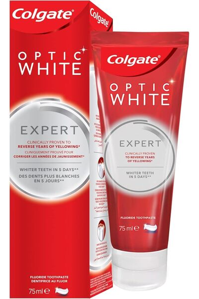 Colgate Palmolive معجون أسنان كولجيت أوبتيك وايت إكسبرت وايت، معجون تبييض الأ...
