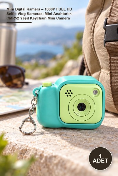 Yenilig 1 Adet Mini Dijital Kamera – 1080P FULL HD Selfie Vlog Kamerası Mini Anahtarlık CMR52 Yeşil Keychain Mini Camera