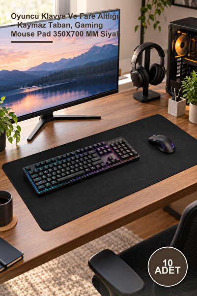 Yenilig 10 Adet Oyuncu Klavye Ve Fare Altlığı – Kaymaz Taban, Gaming Mouse Pad 350X700 MM Siyah