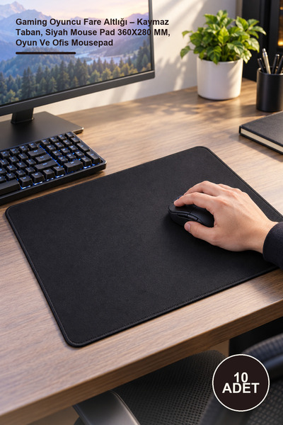 Yenilig 10 Adet Gaming Oyuncu Fare Altlığı – Kaymaz Taban, Siyah Mouse Pad 360X280 MM, Oyun Ve Ofis Mousepad