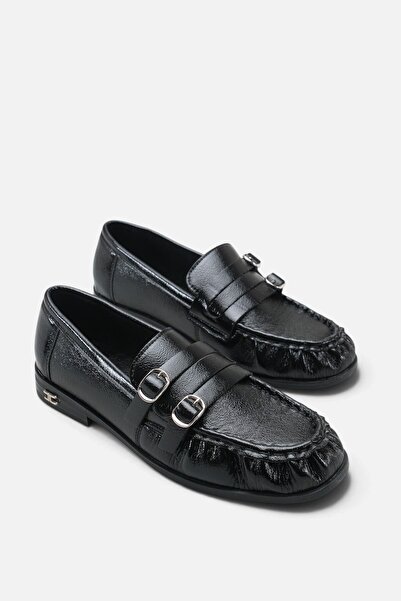 Liza Shoes Santi̇a Women's Black Buckle Loafer A003-K024