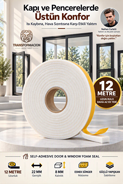 Transformacion 12 Meters Door Window Insulation Sponge 22X8 mm Adhesive Insul...