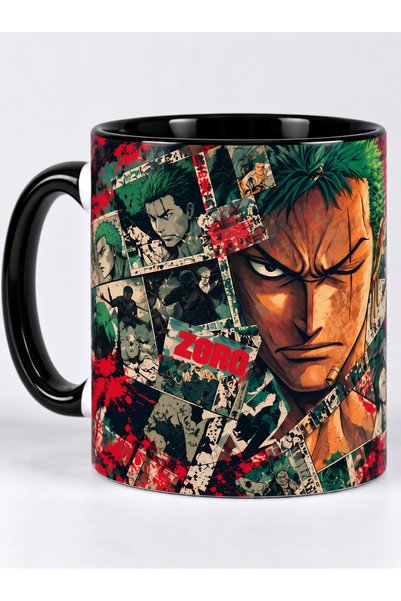 DeseneBak One Piece Zoro 360 Baskılı Porselen Anime Hediye Kupa Bardak