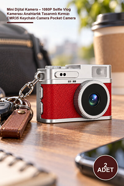 Yenilig 2 Adet Mini Dijital Kamera – 1080P Selfie Vlog Kamerası Anahtarlık Tasarımlı Kırmızı CMR35 Keychain Camera Pocket Camera
