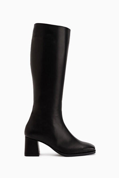 Limoya Kinna Genuine Leather Black Heeled Women's Boots
