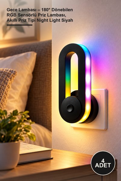 Yenilig 4 Night Lights – 180 °   Rotatable Rgb Sensor Socket Lamp, Smart Sock...