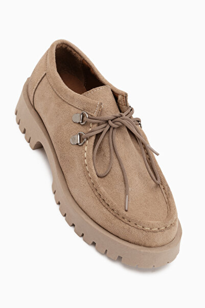 Limoya Trudy Mink Suede Lace-Up Thick Sole Women's Loafer