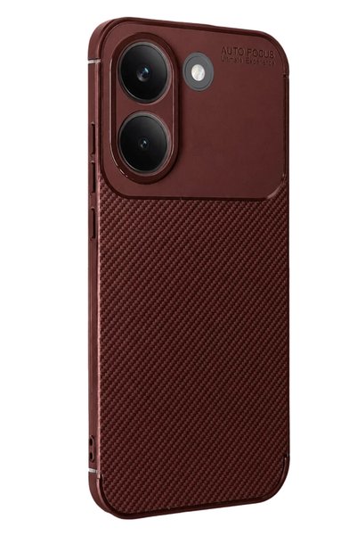 Bezos غطاء كربوني متوافق مع Poco X8 Pro مع خاصية التركيز التلقائي - أحمر داكن