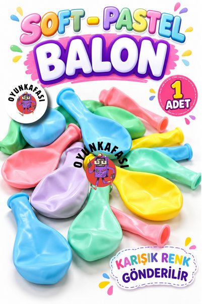 OYUNKAFASI Soft Pastel Balon 1 Adet – Makaron Renkli Parti Balonu, Doğum Günü...