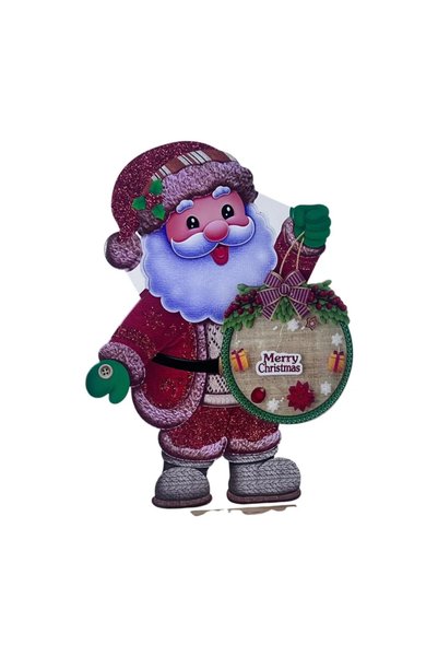 Generic Brand Decorațiune atârnată Moș Crăciun cu tăbliță „Merry Christmas”, ...