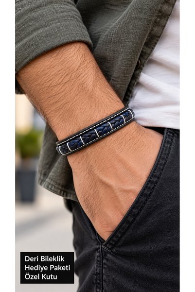 HER ŞEY NOTA www.herseynota.com Onvera Calix Khaki Navy Blue Leather Men's Br...