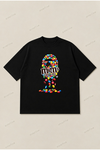 Moon Dancer Tricou imprimat Bape x M&m Collab, confortabil, supradimensionat,...