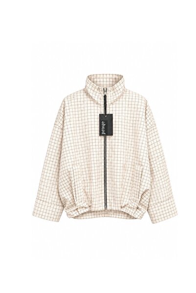 praye Checkered Bomber Jacket Brown