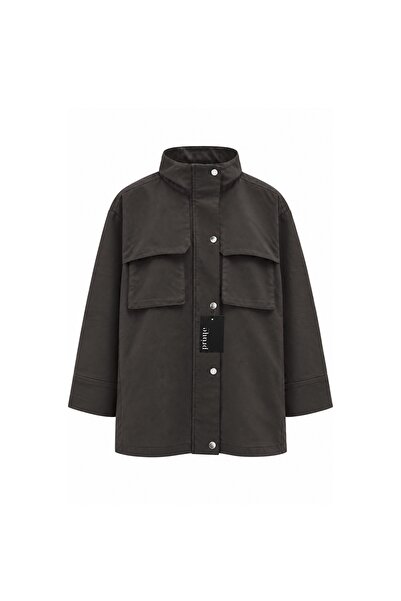 praye Zippered Snap Jacket Brown