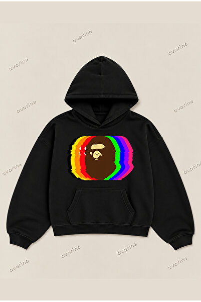 Moon Dancer Hanorac unisex Bape Colorfull Heads, confortabil, supradimensiona...