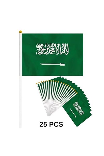 GENERAL أعلام السعودية البسيطة المحمولة باليد، 25 قطعة من الأعلام الصغيرة الم...