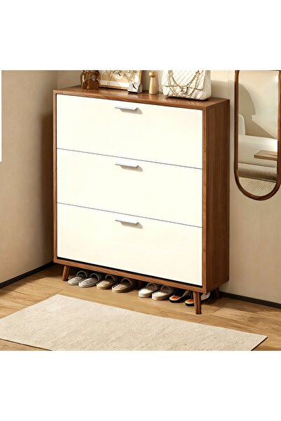 Chuma Flip Down Shoe Storage Cabinet Large Space Solid Wood Modern Simple Sty...