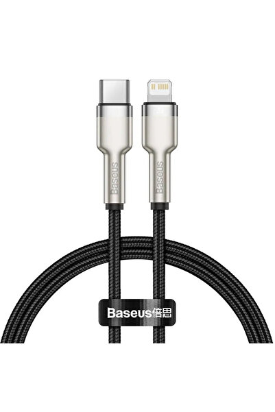 Baseus Cablu CATLJK-01 USB-C - Lightning 25cm 20W negru nailon +suport Apple ...