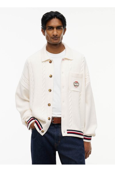 Tommy Jeans Hırka, L, Kırık Beyaz