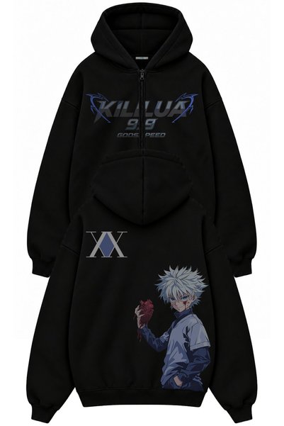 Fuddy Moda Unisex Oversize Hxh Killua Godspeed 99 Back Printed Hooded Zipper ...