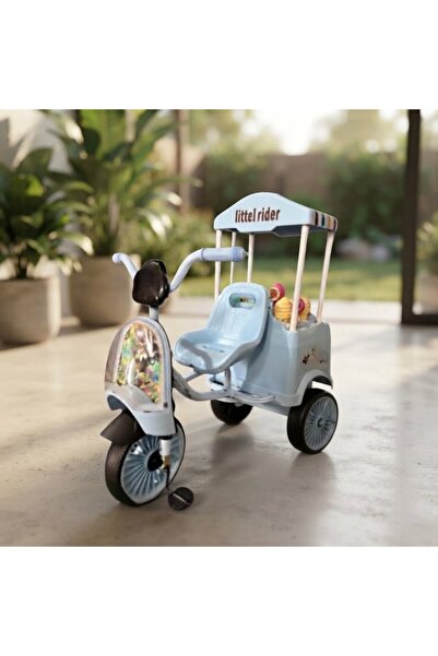 Star Kids دراجة أطفال ثلاثية العجلات بمظلة علوية ومقعد مريح - ازرق