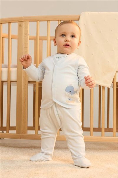 Minycenter Men's Whale Embroidered Vest Newborn-24 Months Blue