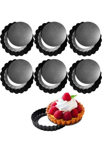 Generic 4 Inch 6 Pack Round Mini Tart Pan with Removable Bottom, Pie pans for...