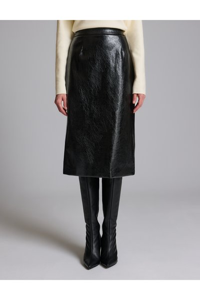 Pierre Cardin Fustă neagră țesută, croială slim 50330274-VR046