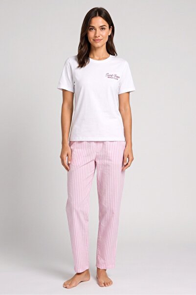 Threadbare Women 2 Pcs Embroidered Pajama Top And Bottom Set, Multicolor