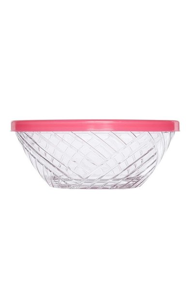 LAV 6 Pieces Elis Glass Bowl Set Plastic Lids, 320 Ml, Clear