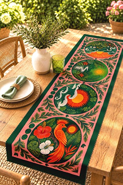 EVPANYA Ethnic Drawing Waves Patterned Runner / Tablecloth / Placemat
