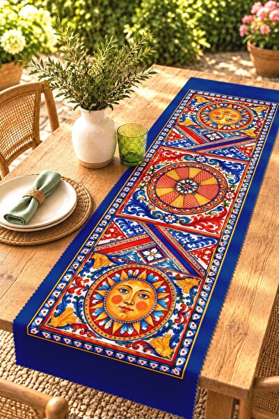 EVPANYA Sun-Themed Patterned Runner / Tablecloth / Placemat