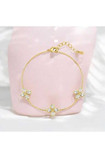 OEM Brățară Aurie Lucky Clover Elegance cu Pietre cubic zirconia – Oțel Inoxi...
