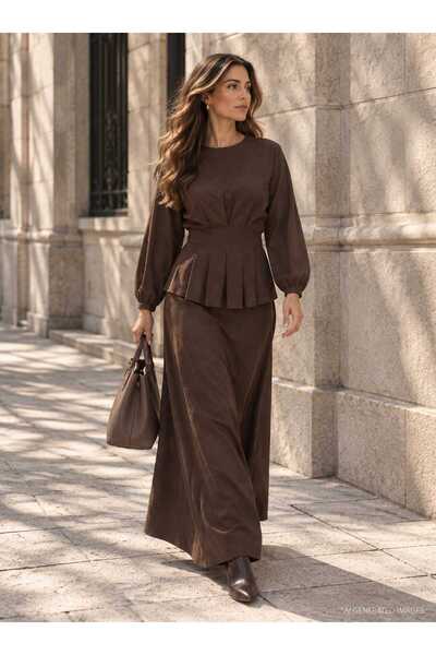 Refka Hijab Suit - Brown - - Exclusive