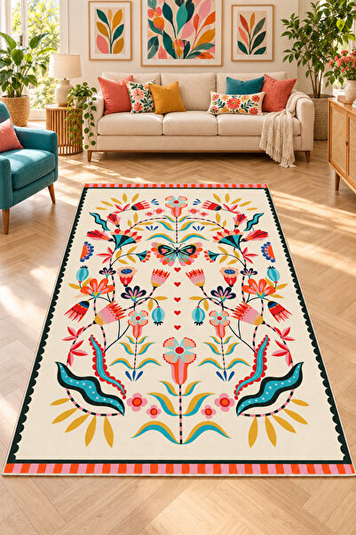Chilai Home Mock Makinede Yıkanabilir Kaymaz Taban Leke Tutmaz Dijital Salon Halısı Mutfak Halısı ve Yolluk