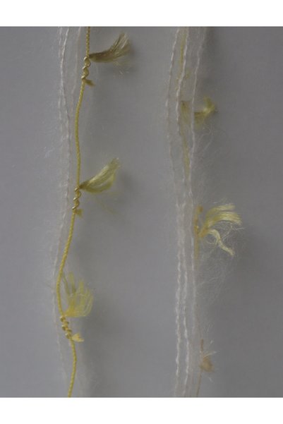 Ece Örgü Tasarım Atölyesi Set of Three Layers of Ecru Angora and Yellow Velvet Yarn Mixed with Knitting Yarn (Total 200 Gr.)