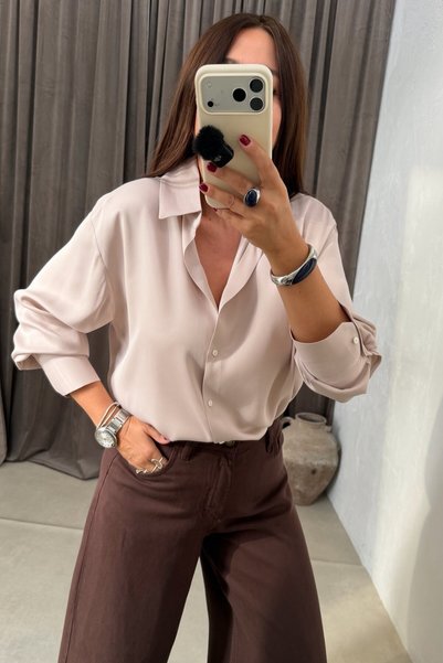 ELVAN TOLON Satin Shirt Vison