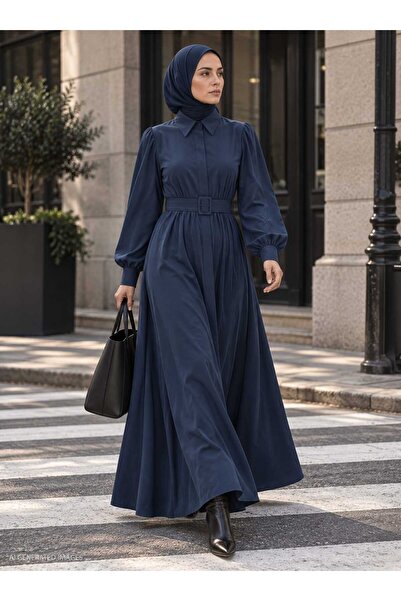 Refka Hijab Dress - Navy Blue - - Exclusive