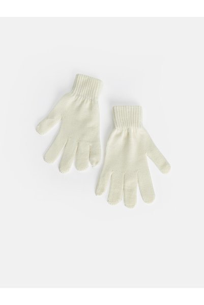 LC Waikiki Lcw Eco Ecru Knitwear Plain Women's Gloves with Nevavm Difference