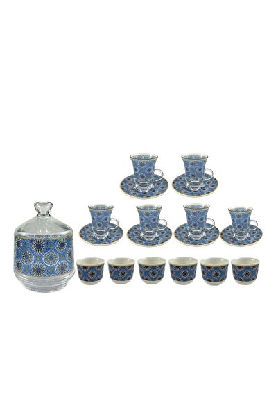 AVCI HOME MAKER 20-Piece Tea Set, Blue / Gold