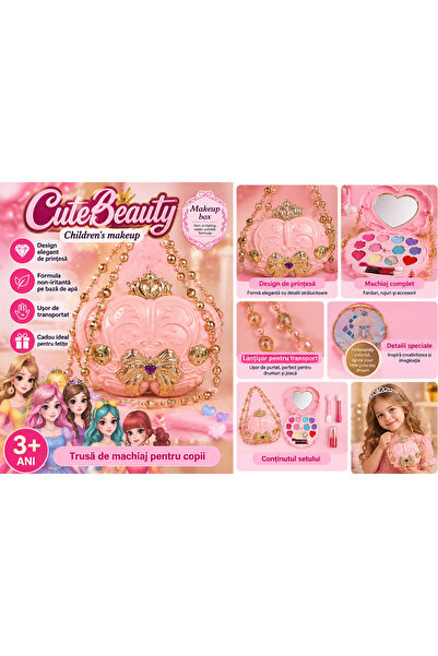 Generic Brand Set de Machiaj pentru Fetițe Cute Beauty, Trusă Cosmetică de Ju...