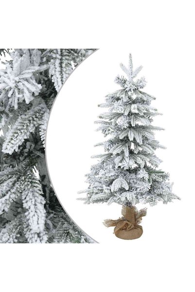 vidaxl Brad de Crăciun mini 90 cm PVC și PE Verde și alb