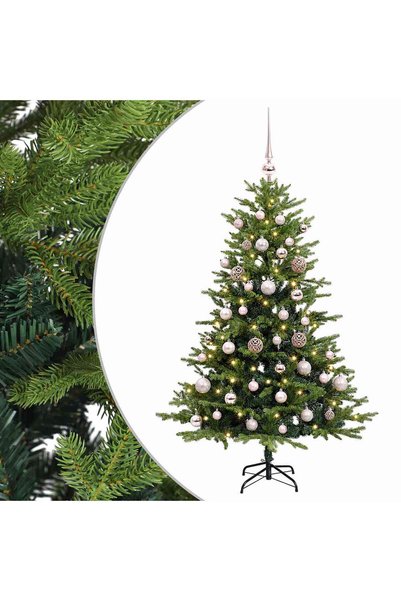 vidaxl Brad de Crăciun artificial cu globuri 120 cm 150 LED-uri