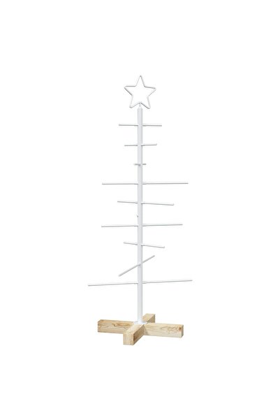 vidaxl Pom de Crăciun din metal KUOPIO 90 cm Oțel Alb