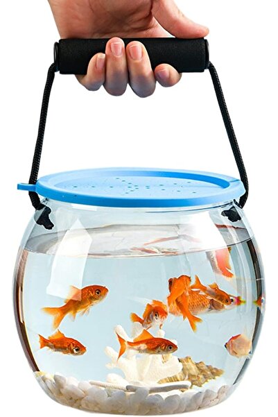 TERRIFI Plastic Fish Bowl, 2025 New Portable Small Aquarium with Handle, Beac...
