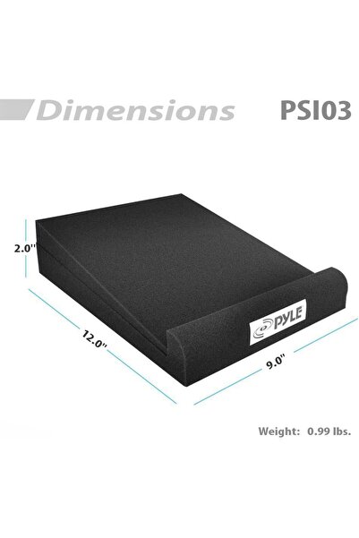 PYLE Sound Dampening Speaker Riser Foam - Audio Acoustic Noise Isolation Platform Pads Recoil Stabilizer For Studio Monitor, Subwoofer, Loud Speakers - PSI03 - Pack of 2,Black