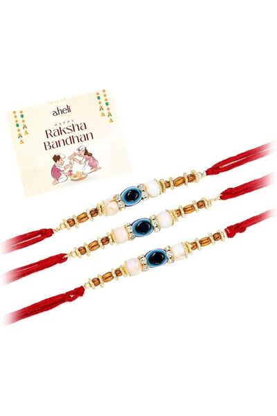 Aheli Evil Eye Red Color Rakhi for Brother Raksha Bandhan Rakhi with Greeting...