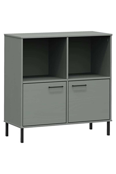 vidaxl Bibliotecă cu picioare metalice OSLO, gri, 90x35x90,5 cm, lemn