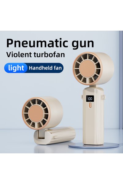 JOYUNIQ Portable Handheld Turbo Fan, Foldable Mini Fan with LED Digital Displ...